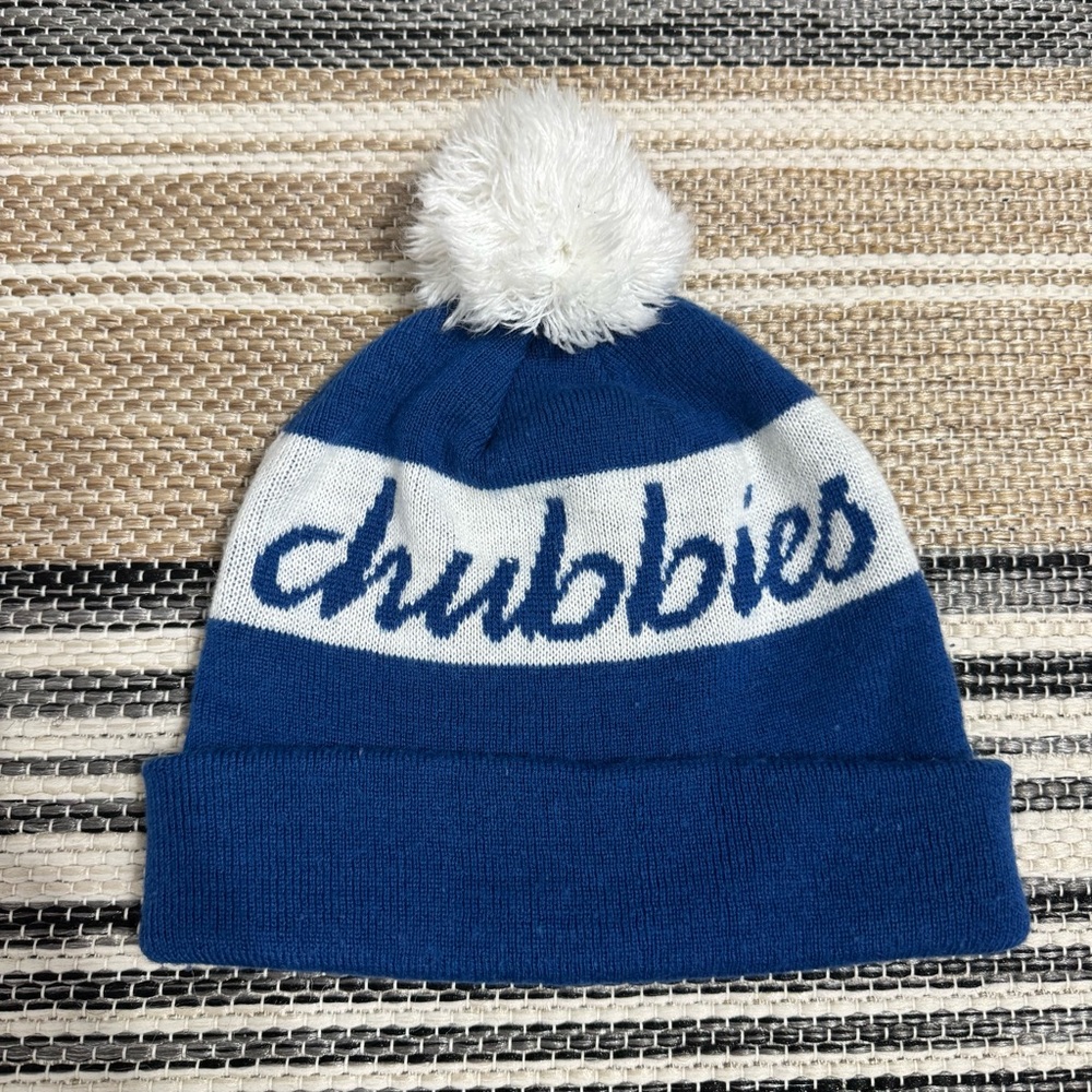 Chubbies Knit Pom Beanie Blue White Winter‎ Hat